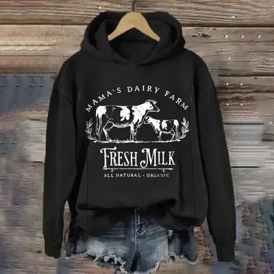 Women Causal Maternity Nursing Hoodie  Mama's Dairy Farm Nursing Friendly Hoodie Hoodie