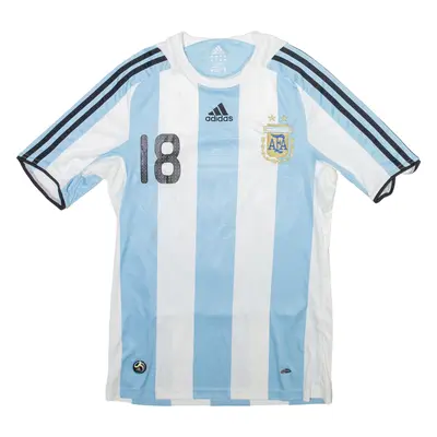 ADIDAS Argentina FC Messi Mens Football Shirt Jersey Blue Crew Neck S