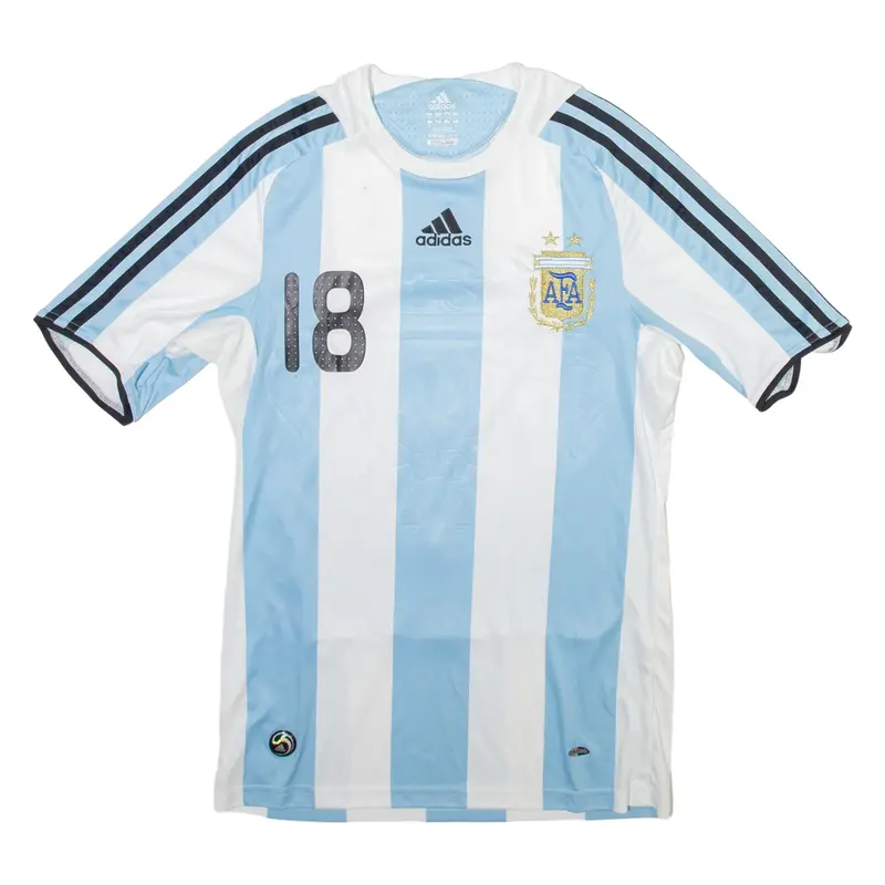 ADIDAS Argentina FC Messi Mens Football Shirt Jersey Blue Crew Neck S