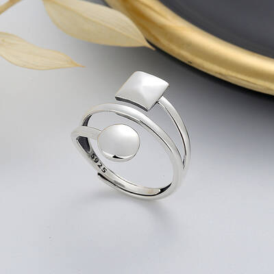 Flat Round & Square Rhodium Plated 925 Sterling Silver Finger Rings