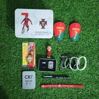 Ronaldo Portugal Gift Bundle(1 CR7 gift box+1 Keychain+1 Figure+1 Pen+1 Necklace+2 Rings+1 Pair Of Mini Shin Guards+5 wristba...