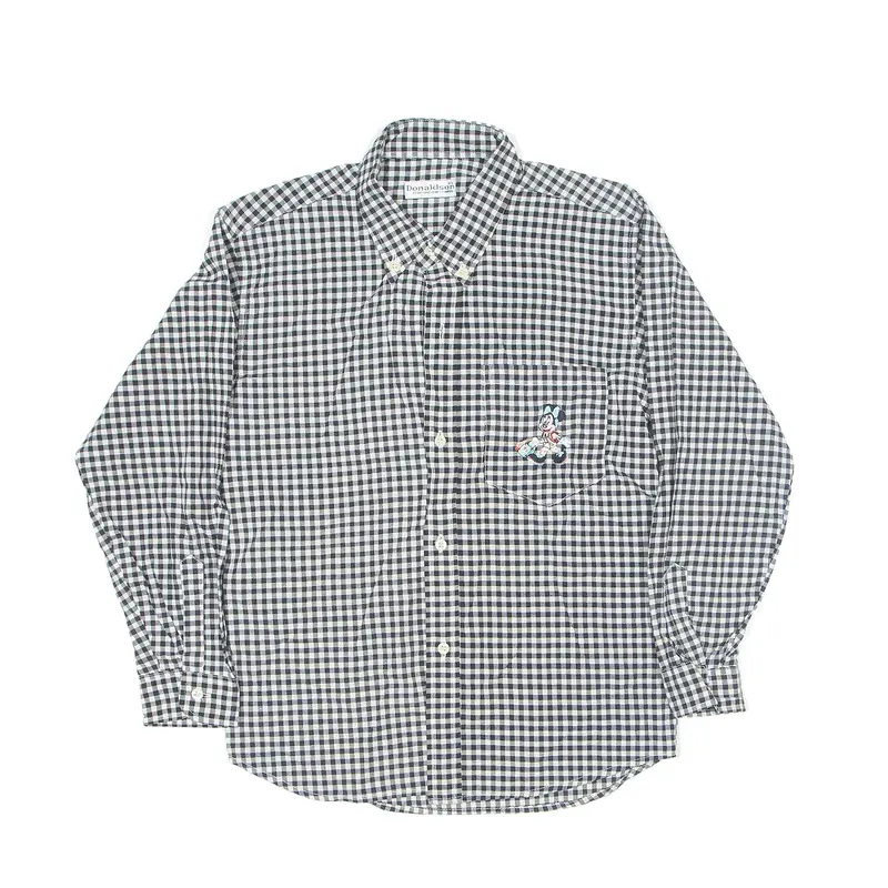 DISNEY Donaldson Shirt Black 90s Gingham Long Sleeve Girls XL