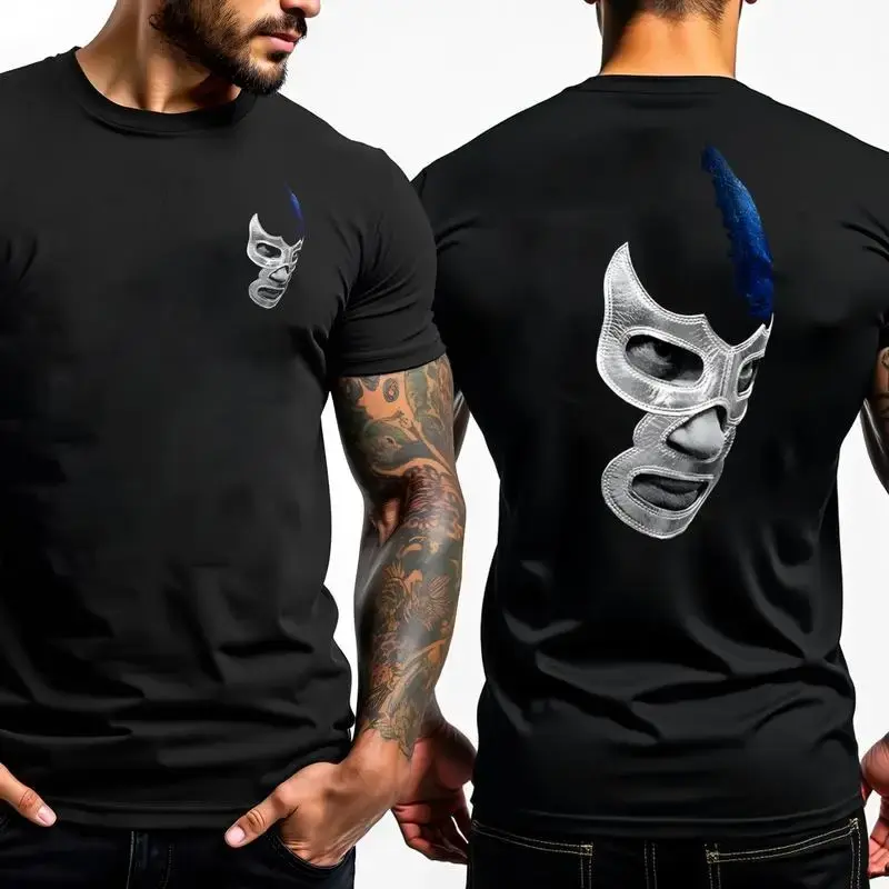 streetwear graphic tees Mexican Wrestler Legend Cotton T Shirt With Libre Art For Men Casual Wear Sports Running And Outdoor ...