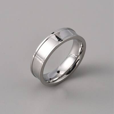 201 Stainless Steel Grooved Finger Ring Settings