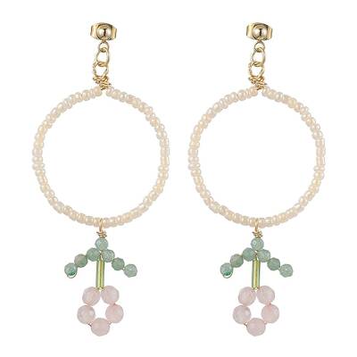 Flower Glass Seed Beads Dangle Earrings