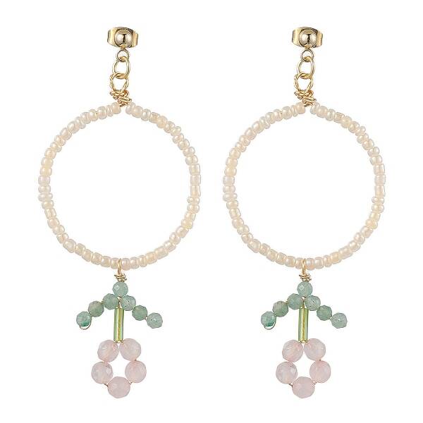 Flower Glass Seed Beads Dangle Earrings