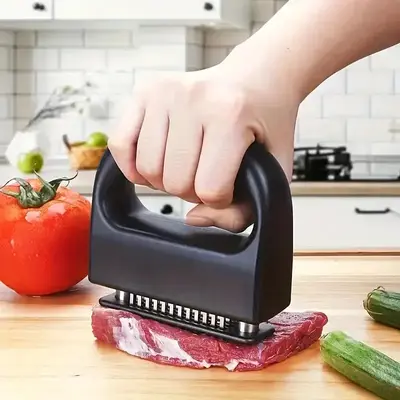 48 Blade Stainless Steel Meat Tenderizer Machine, Durable Kitchen Essential with Rust-Resistant Blades and Non-Slip Handle