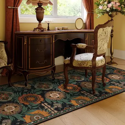 Lahome Vintage Floral Area Rug, Non-Slip Washable Indoor Door Mat, Mysterious Bohemian Kitchen, Bathroom and Entryway Throw R...