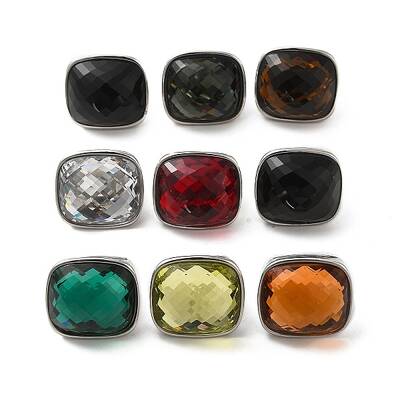 Faceted Glass Rectangle Finger Ring