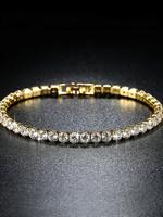 Elegant Rhinestone Decorated Tennis Chain Bracelet, Exquisite Trendy Bracelet for Women & Men, Fashionable Jewelry for Daily ...
