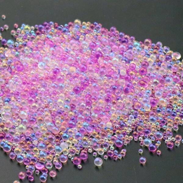 AB Color Plated 3D Nail Art Glass Mini Ball Beads