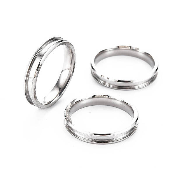 304 Stainless Steel Grooved Finger Ring Settings