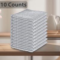 10 Counts Multipurpose Dishwashing Rags, Multifunctional Non-Scratch Wire Cloth Metal Wire Rag for Wet and Dry Kitchen Cleani...
