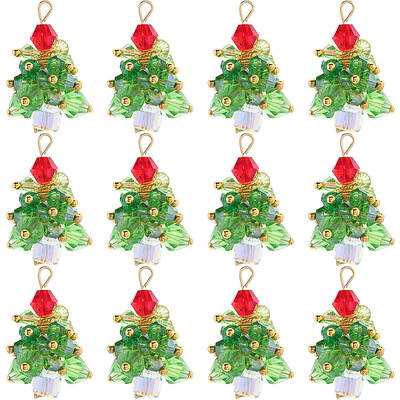 20Pcs Christmas Tree Glass Pendants