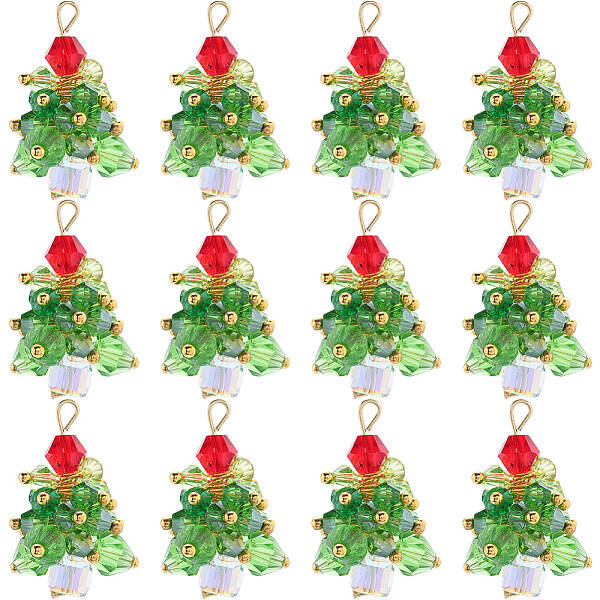 20Pcs Christmas Tree Glass Pendants