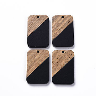 Opaque Resin & Walnut Wood Pendants