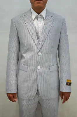 Seersucker-2BV-Black/Grey - Mens Modern Fit Suit