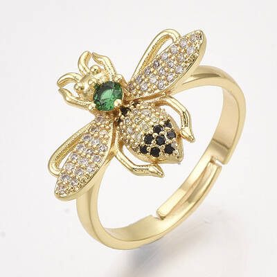 Adjustable Brass Micro Pave Cubic Zirconia Finger Rings