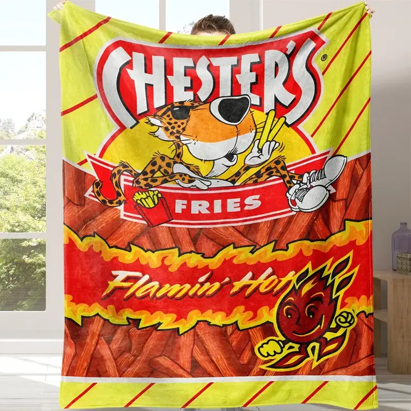 Corn Chips Pattern Flannel Blanket, 1 Count Multifunctional Throw, Warm Nap Blanket for Home Office Travel Camping