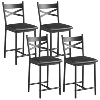 Garvee Bar Stools Set of 4 for Kitchen, with Footrest and Back, PU Leather, High-Density Sponge, Metal Frame, Easy Assembly, ...