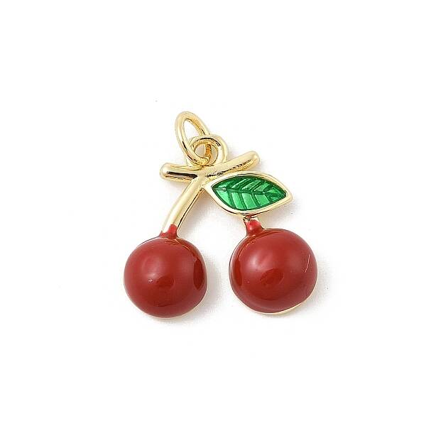 Brass Red Enamel Pendants