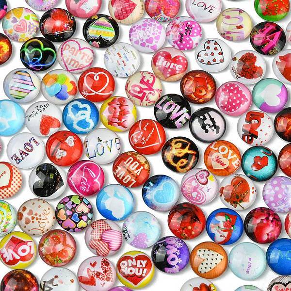 Valentine's Day Theme Flatback Glass Cabochons
