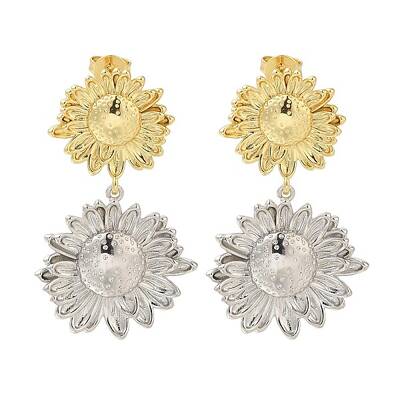 Rack Plating Flower Brass Stud Earrings