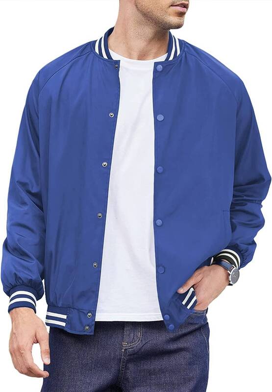 Varsity Lightweight Baseball Bomber Jackets (US Only), Blue / M