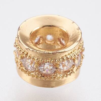 Brass Micro Pave Cubic Zirconia Beads