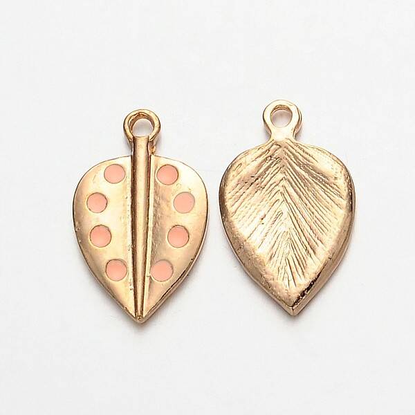 Light Gold Plated Alloy Enamel Leaf Pendants