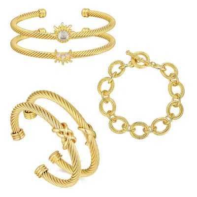 Aprilery Adjustable Cable Wire Bracelet Set 5pcs Elegant Statement Jewelry Stack for Women Daily Wear Gift Stainless Steel Ba...