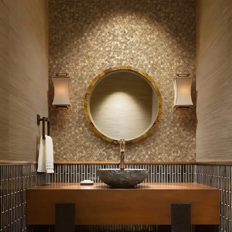 STICKGOO 8 Counts Self-Adhesive 3D Mosaic Penny Hexagon Backsplash Tiles,  Peel and Stick Wall Tiles, 12\