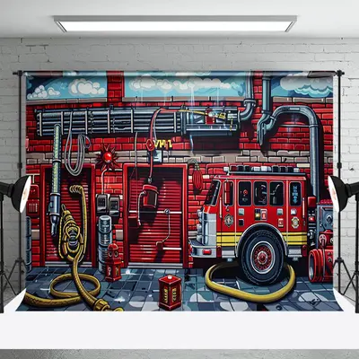 Painted Firefighting Operations Cake Smash Backdrop