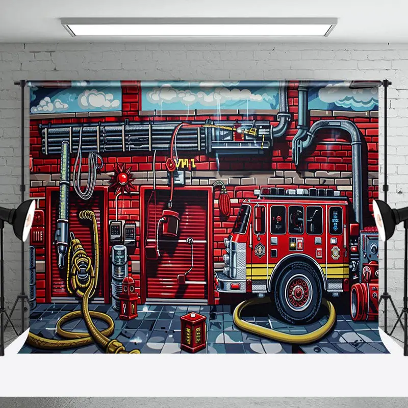 Painted Firefighting Operations Cake Smash Backdrop