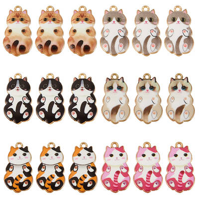 36Pcs 6 Colors Alloy Enamel Pendants