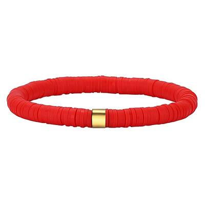 Polymer Clay Heishi Surfer Stretch Bracelet with 304 Stainless Steel Beaded