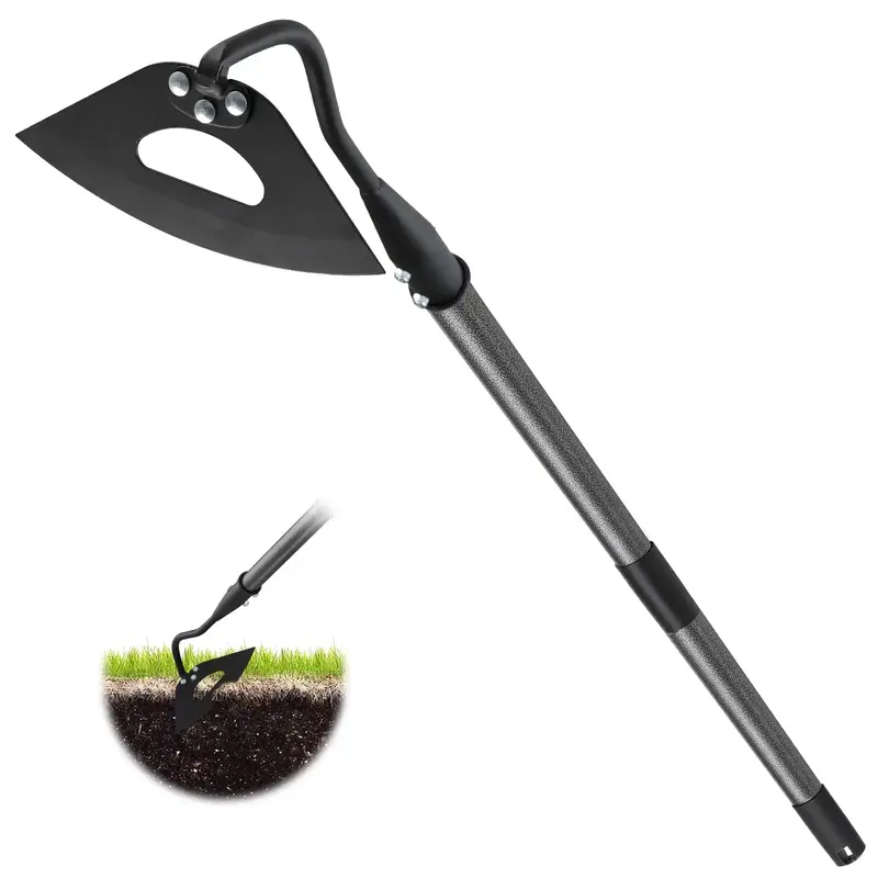 Hardened Hollow Hoe with Adjustable Handle -Heavy Duty Garden Hoes for Weeding Loosening Soil Digging Planting Ridging, Handy...