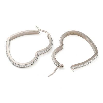 304 Stainless Steel Heart Hoop Earrings