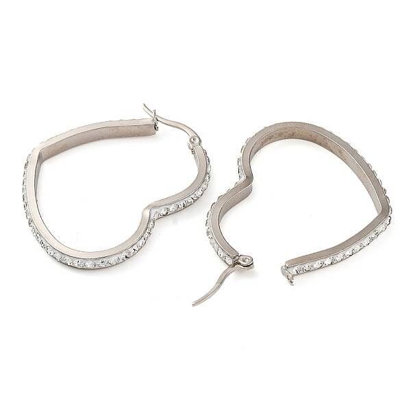 304 Stainless Steel Heart Hoop Earrings