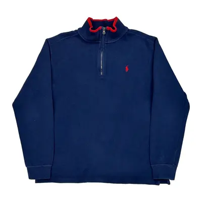 Age 13-14 Polo By Ralph Lauren 1/4 Zip - XL Navy Cotton