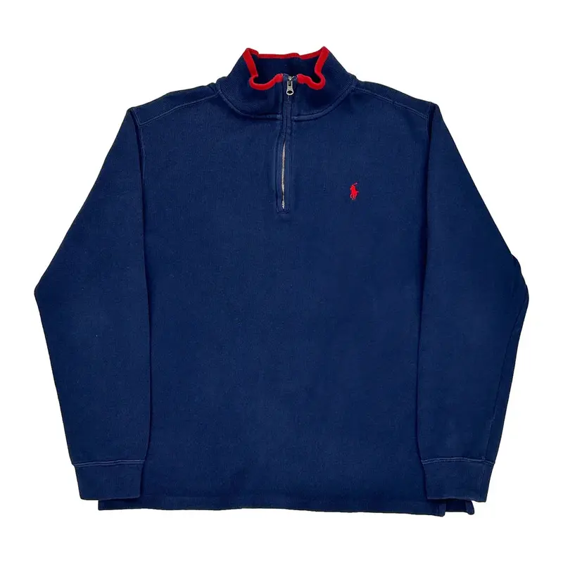 Age 13-14 Polo By Ralph Lauren 1/4 Zip - XL Navy Cotton