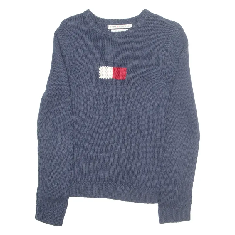 TOMMY HILFIGER Womens Jumper Blue Tight Knit M