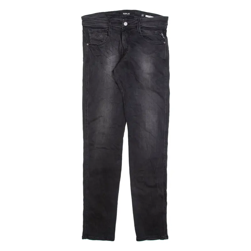 REPLAY Mens Jeans Grey Slim Straight Stone Wash W32 L34