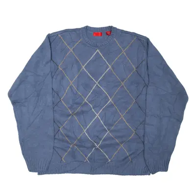 IZOD Jumper Blue Argyle Chunky Knit Mens M