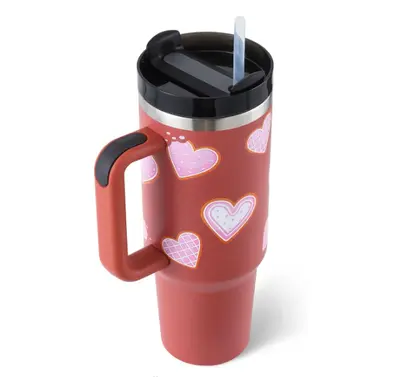 40 Oz Tumbler With Handle Straw Insulated, Stainless Steel Spill Proof Vacuum Coffee Cup Tumbler With Lid Tapered Mug Gifts F...