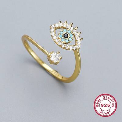 Cubic Zirconia Horse Eye Open Cuff Rings for Women