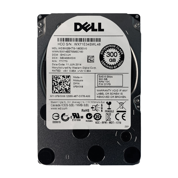 0F9KW8 Dell 300GB 6Gb/s SAS 10000 2.5-Inch Hard Drive