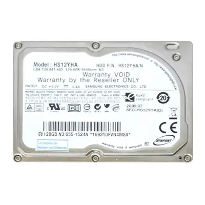 HS12YHA Samsung Spinpoint N3 120GB 3600RPM IDE Ultra ATA/66 (ATA-5) 8MB Cache 1.8-Inch Hard Drive