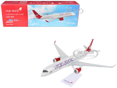 Airbus A350-1000 Commercial Aircraft Virgin Atlantic (G-VLUX) White with Red Tail (Snap-Fit) 1/250 Plastic Model by Skymark...