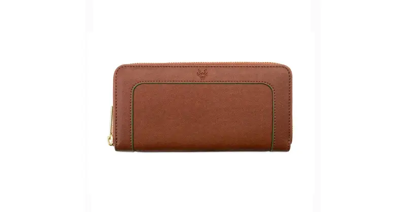Wilton Zipped Purse Wallet in Rust & Emerald